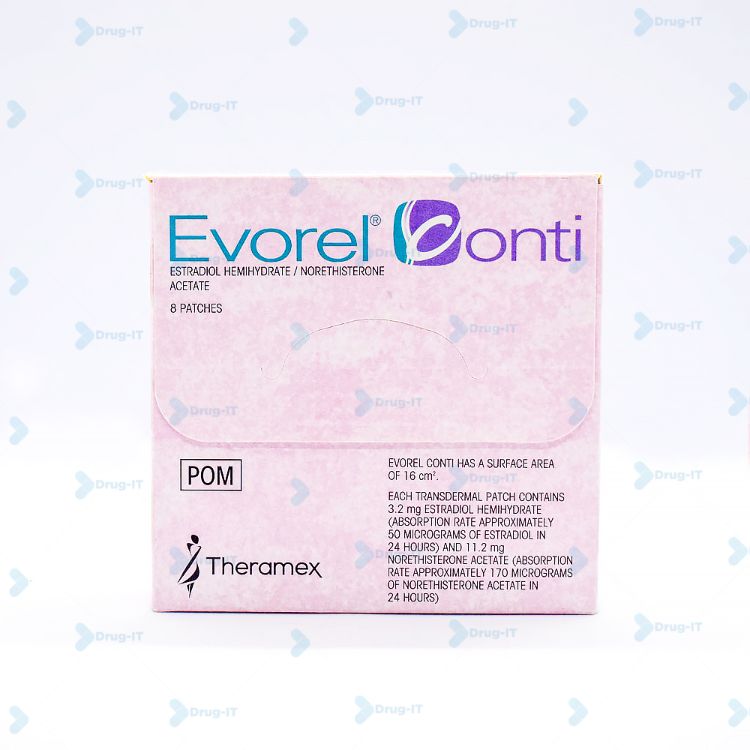 Evorel Conti 50mcg/24hours, 170mcg/24hours Transdermal patch (8 Patches)